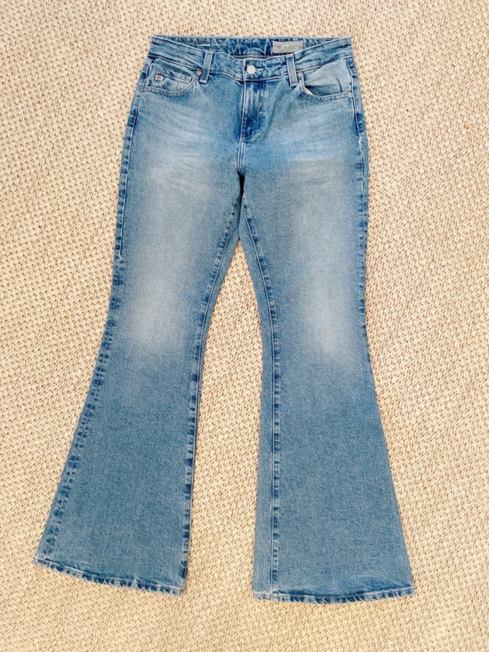 AG Adriano Goldschmied Angeline Mid Rise Flare Jeans Women’s 28 Light Wash